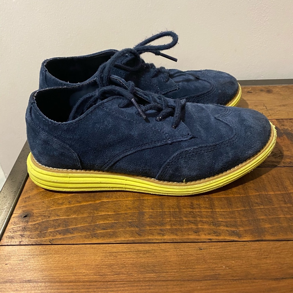 Cole Haan Boys Oxford Blue Suede Dress Shoe